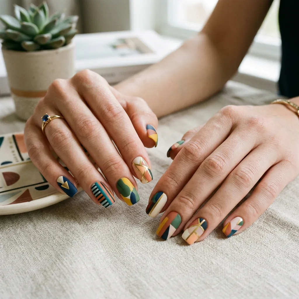 Geometric Abstract Nails Inspired Style