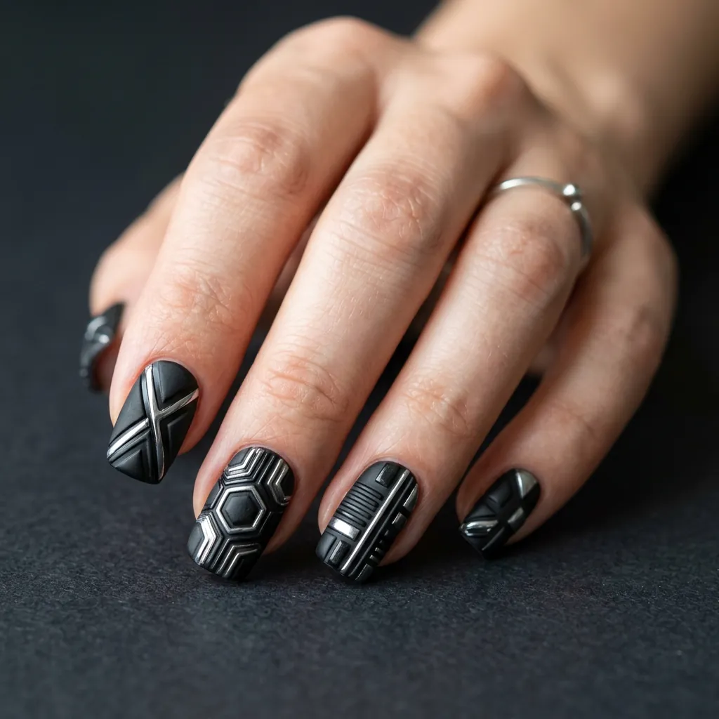 Geometric Relief Nail Ideas