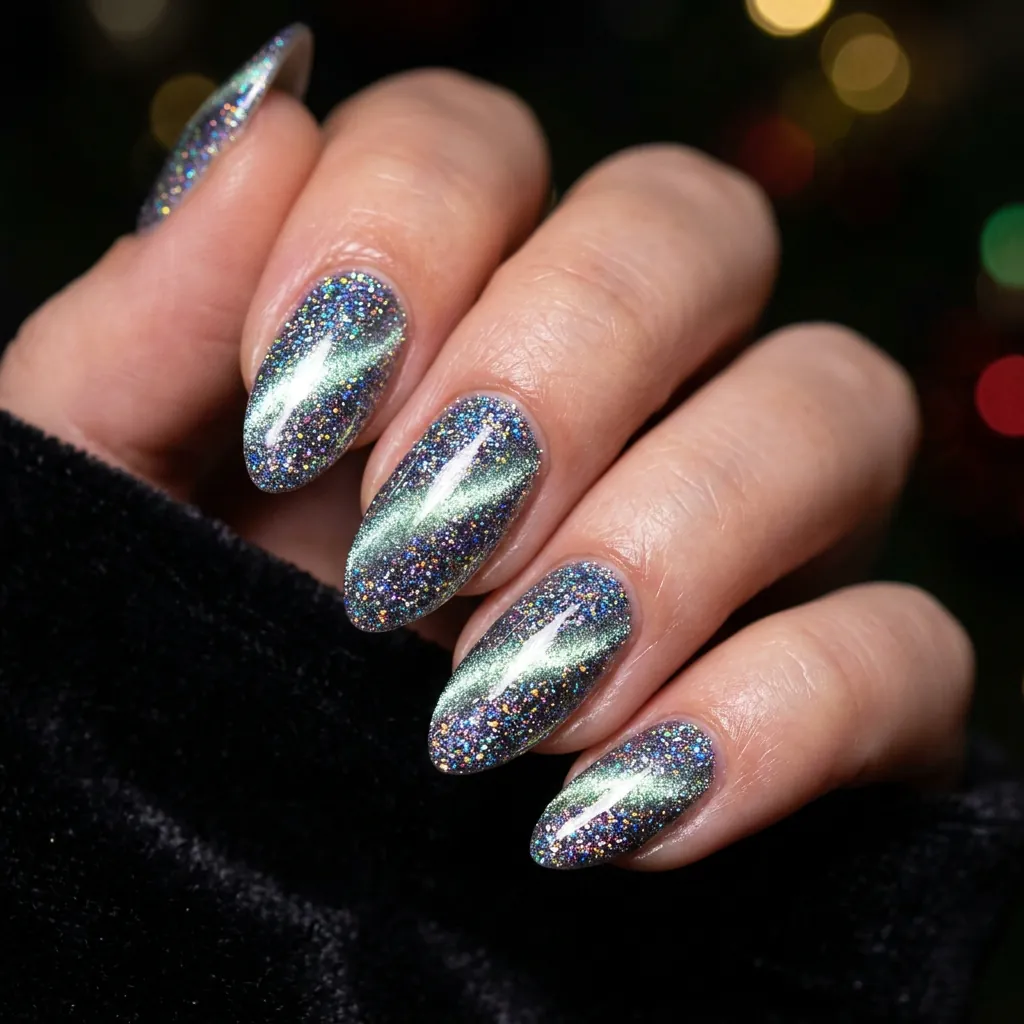30 Nails Cat Eye Ideas:Stunning Looks To Try. 19 Glitter nails cat eye