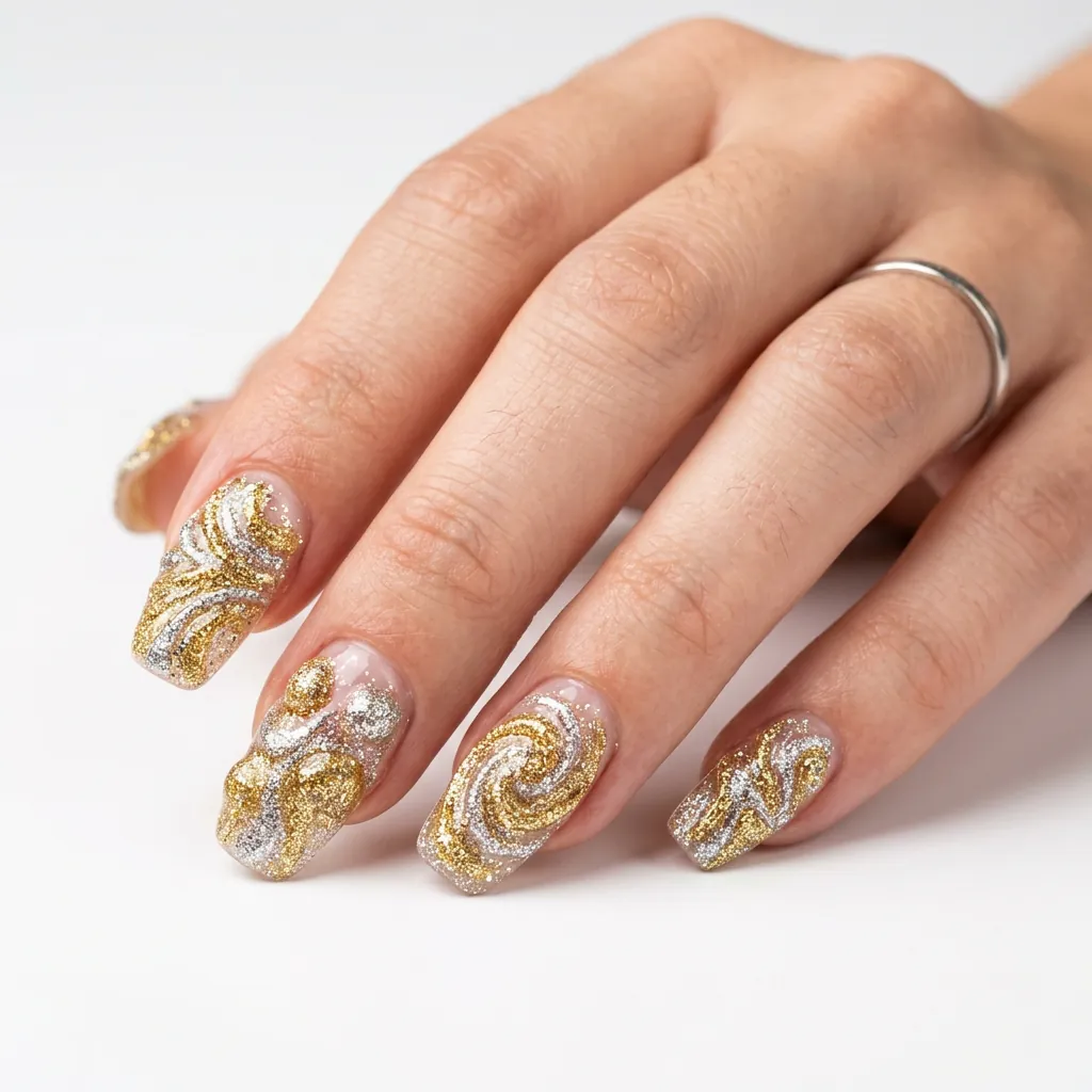 Glitter Raised Nails 3D Ideas