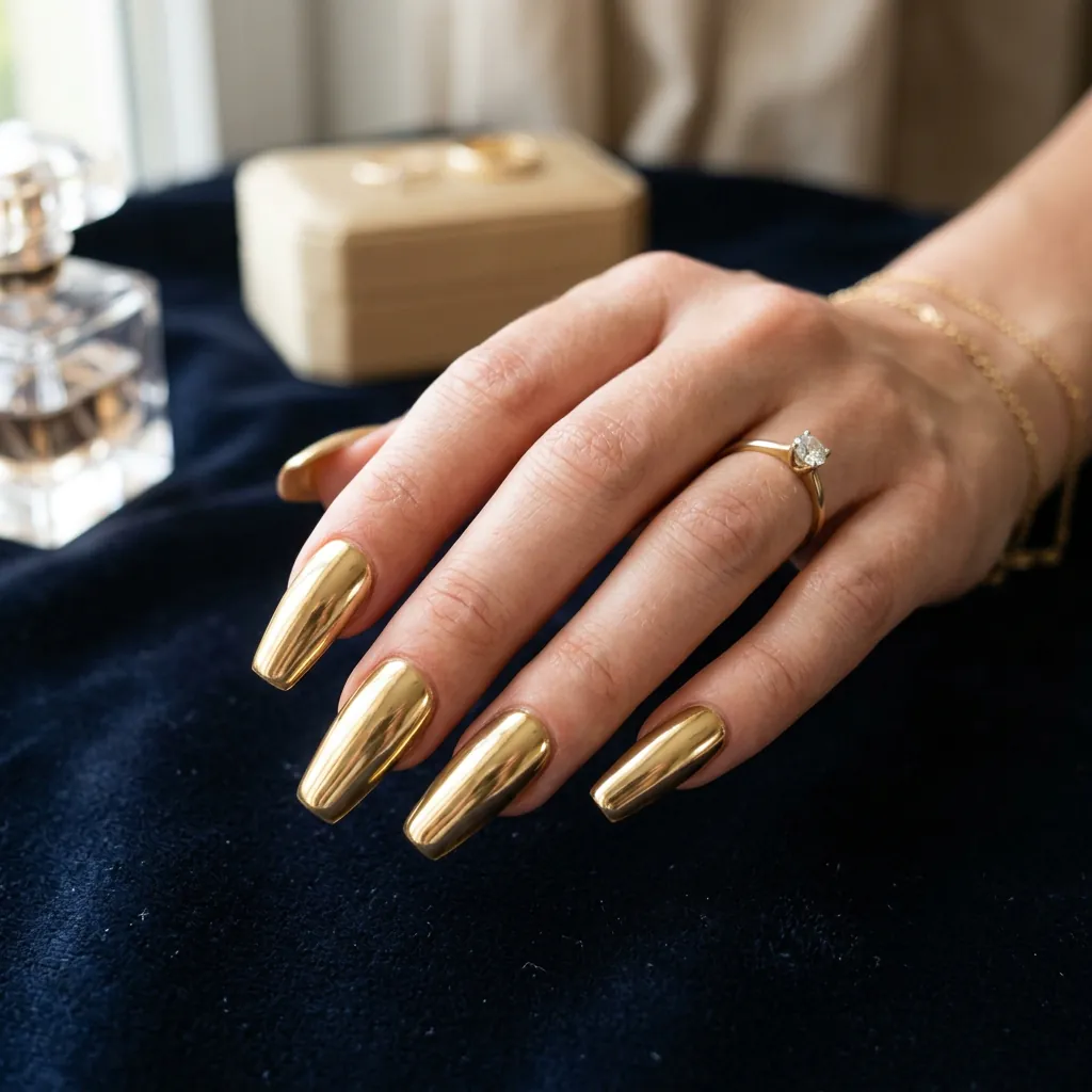 Gold Chrome Nails