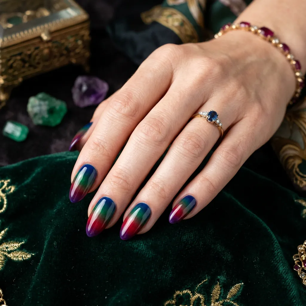 Gradient Jewel Tone Nails Inspired Richness