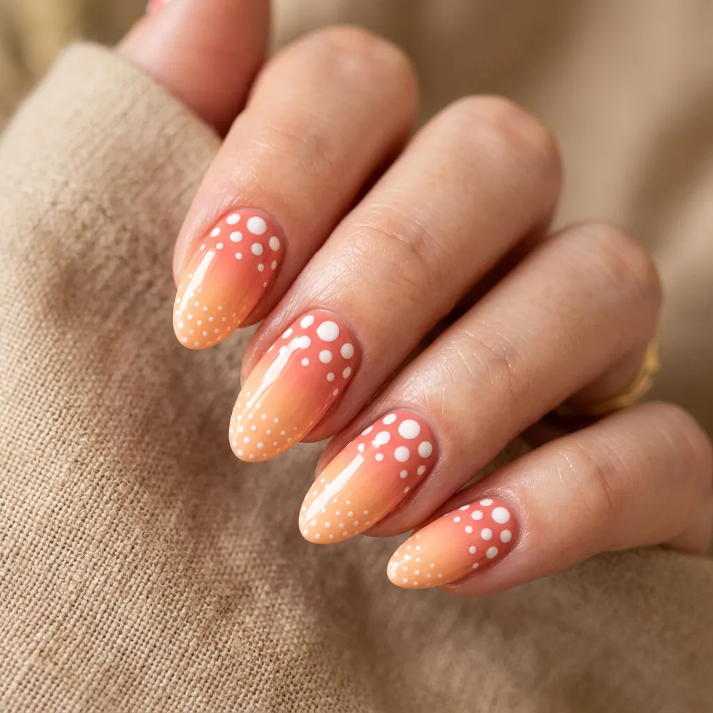 Gradient Ombre Dots Nail Design