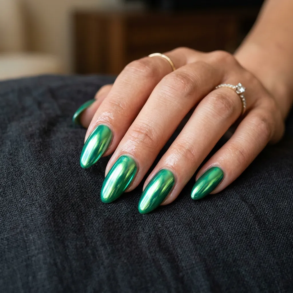 Green Chrome Nails