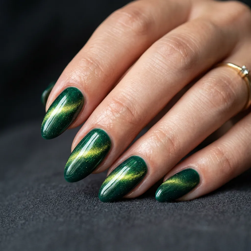 30 Nails Cat Eye Ideas:Stunning Looks To Try. 7 Green nails cat eye