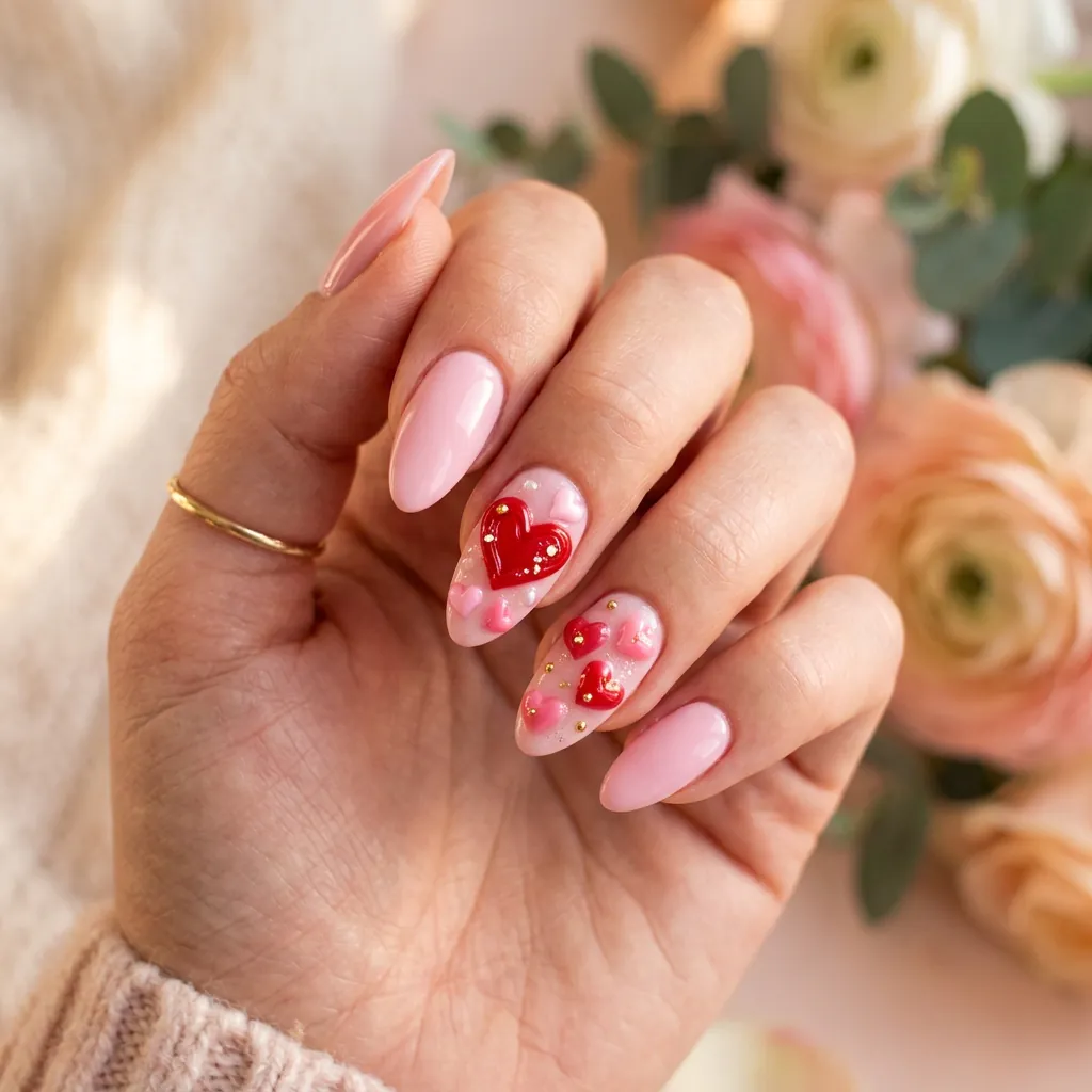 Heart Shaped Nails 3D Ideas
