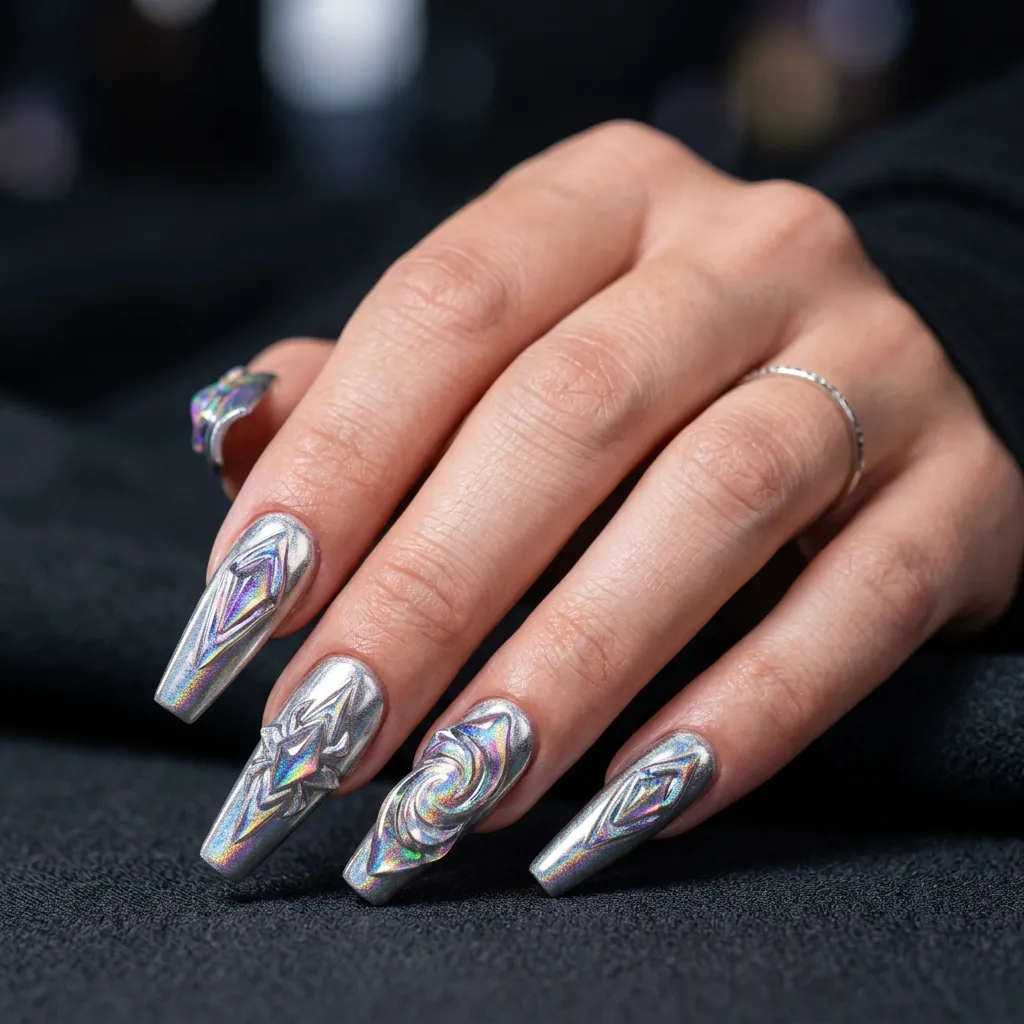 Holographic Nails 3D Ideas