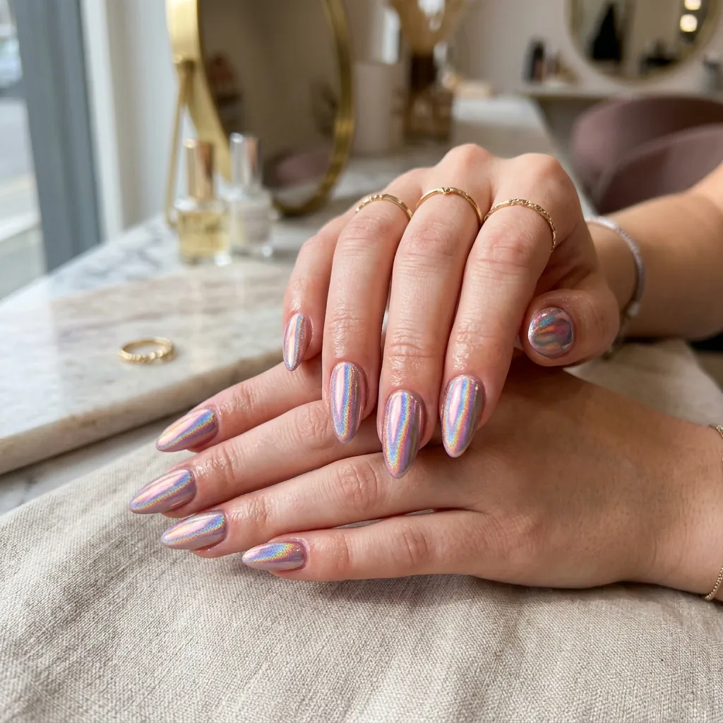 Holographic Chrome Nails