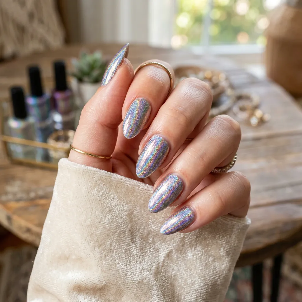 Holographic Foil Nails Inspired Shine