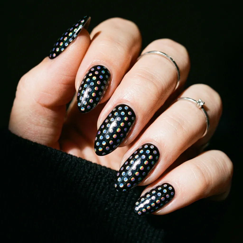 Holographic Dot Nail Design