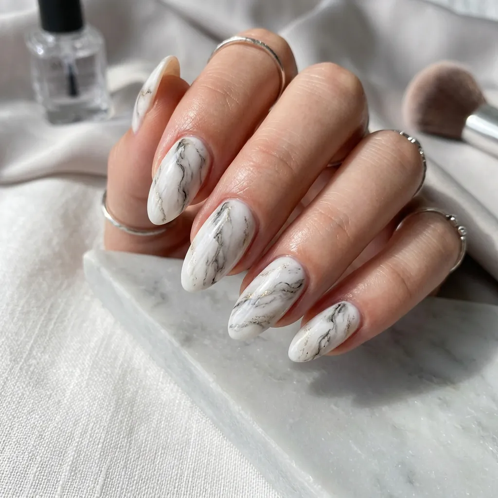 Marble Effect Nails Inspired Finish
