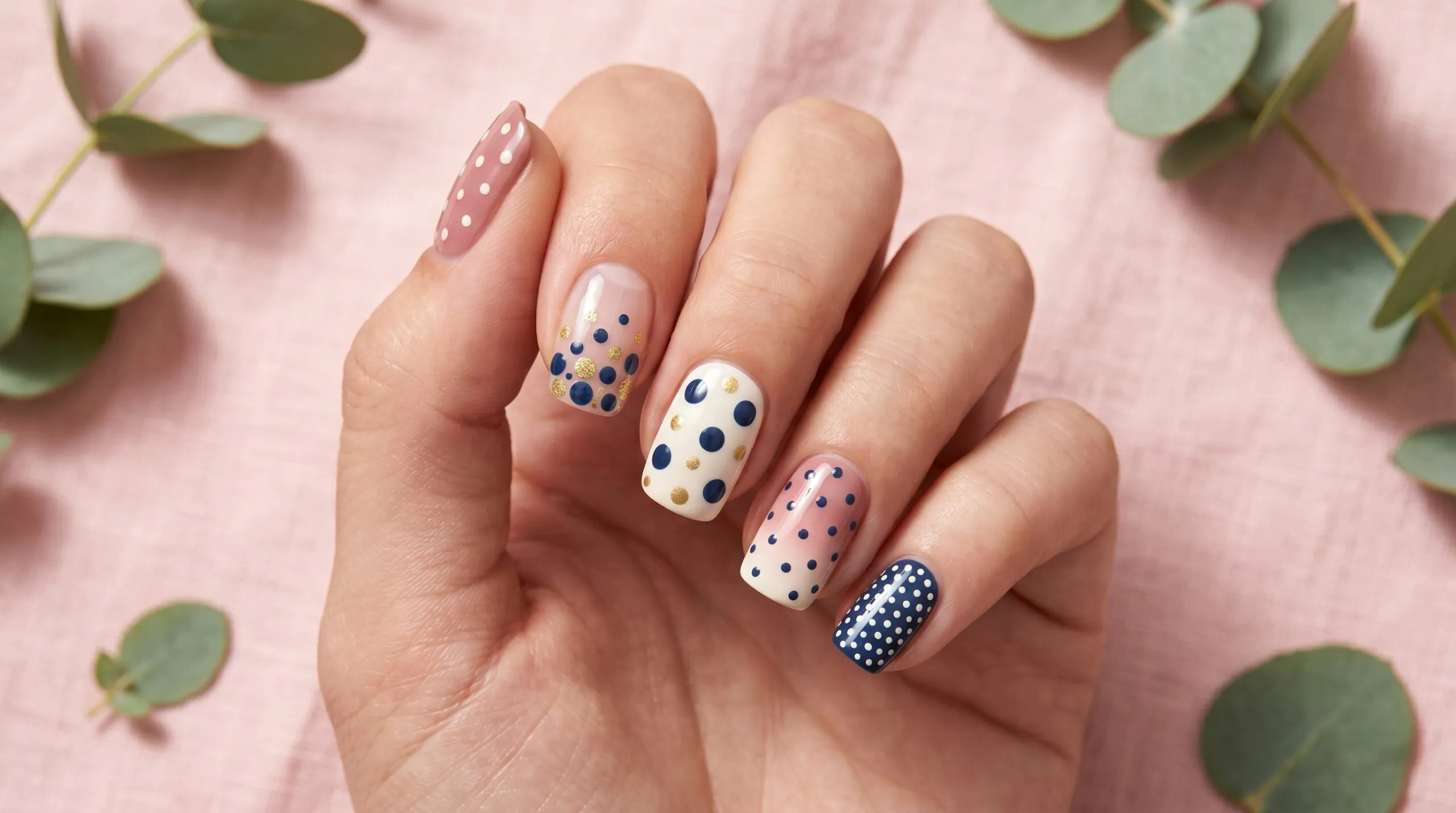 nails polka dots