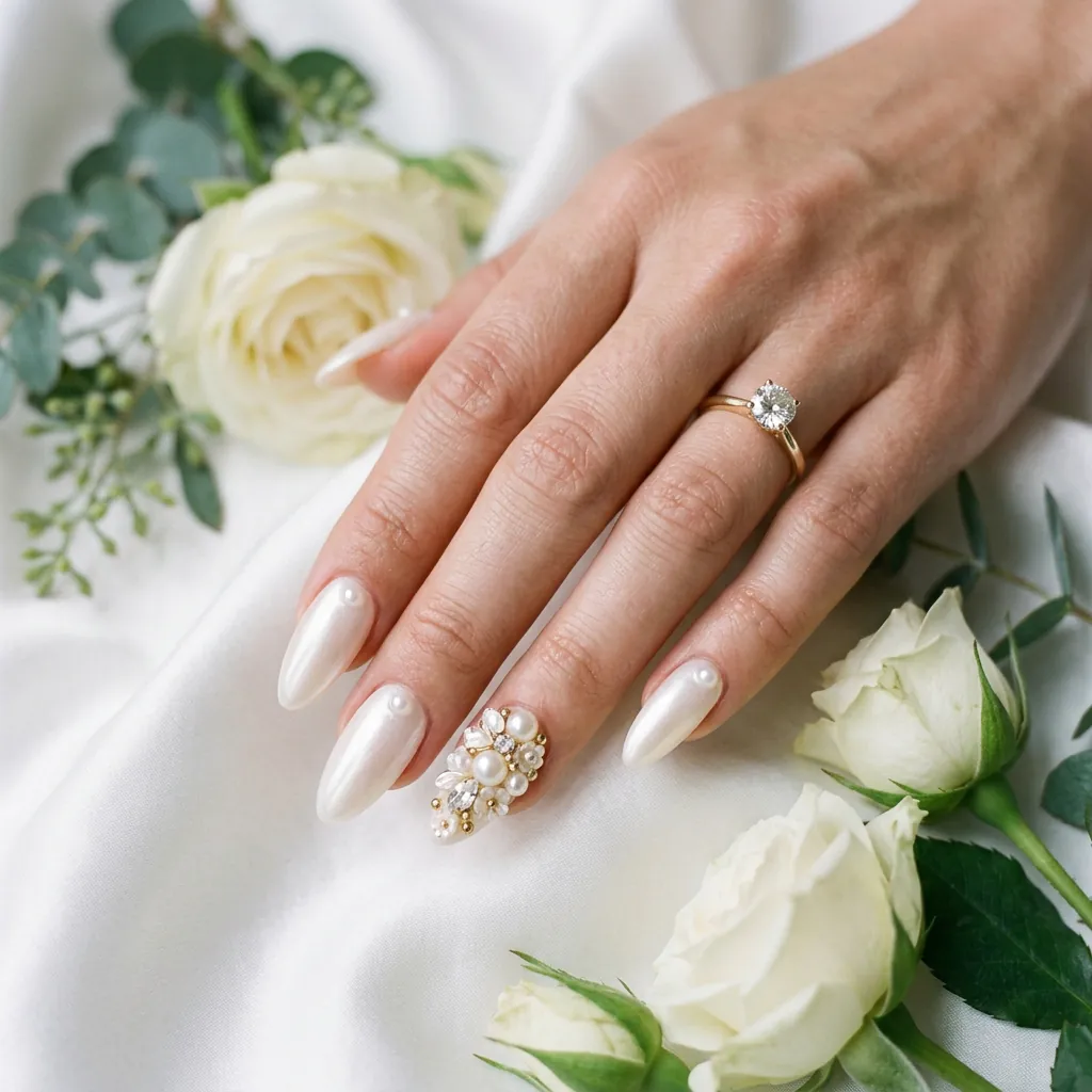 Nails With Bridal Charms