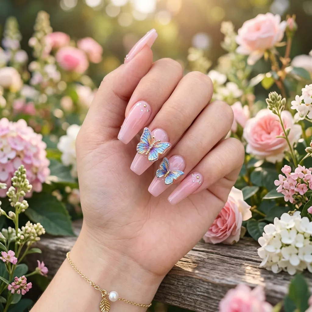 Nails With Butterfly Charms