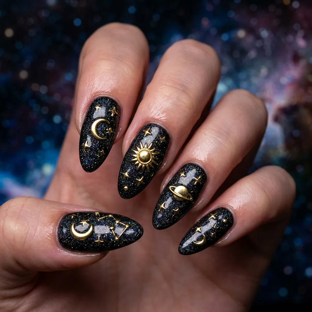 Nails With Celestial Charms
