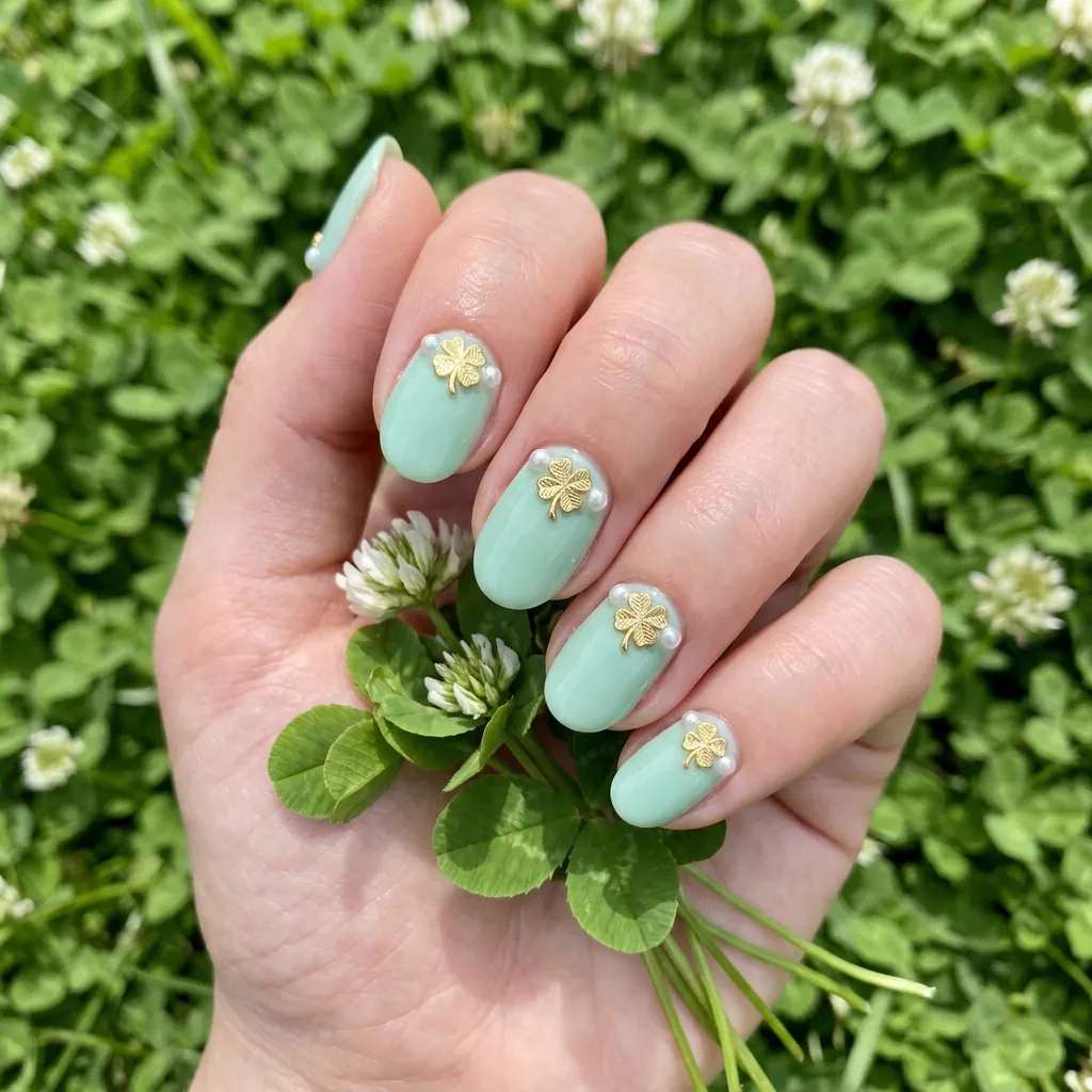 Nails With Clover Charms