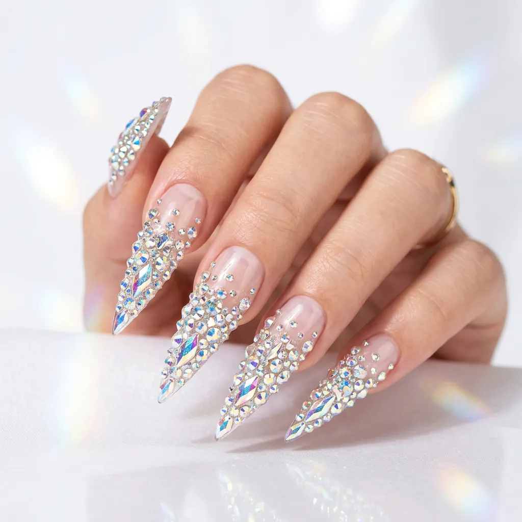 Nails With Crystal Charms