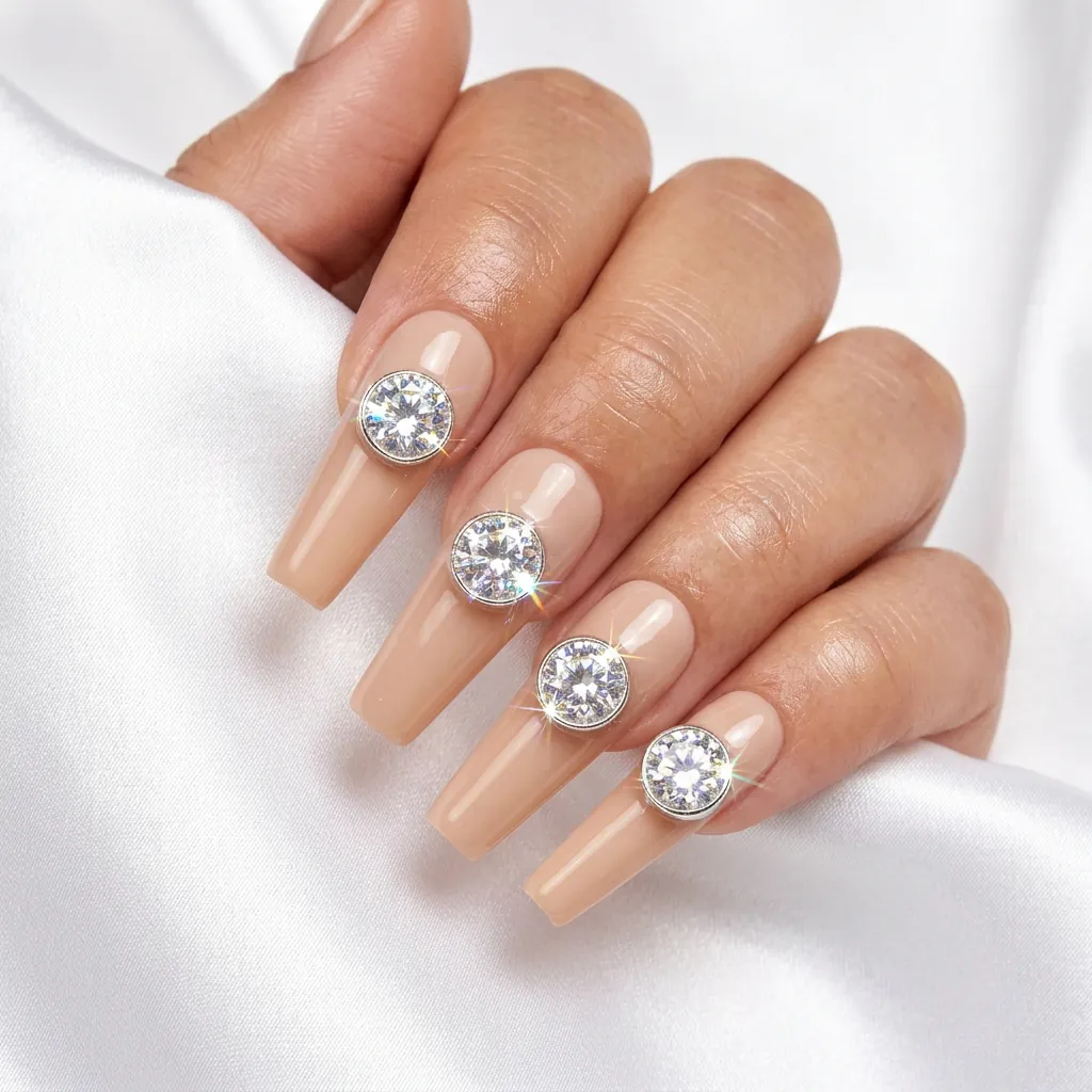 Nails With Diamond Charms