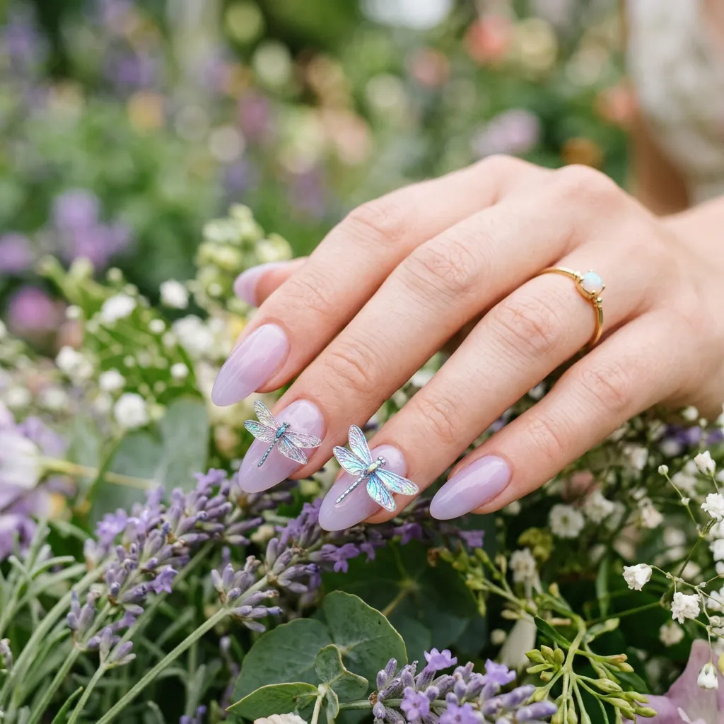 Nails With Dragonfly Charms