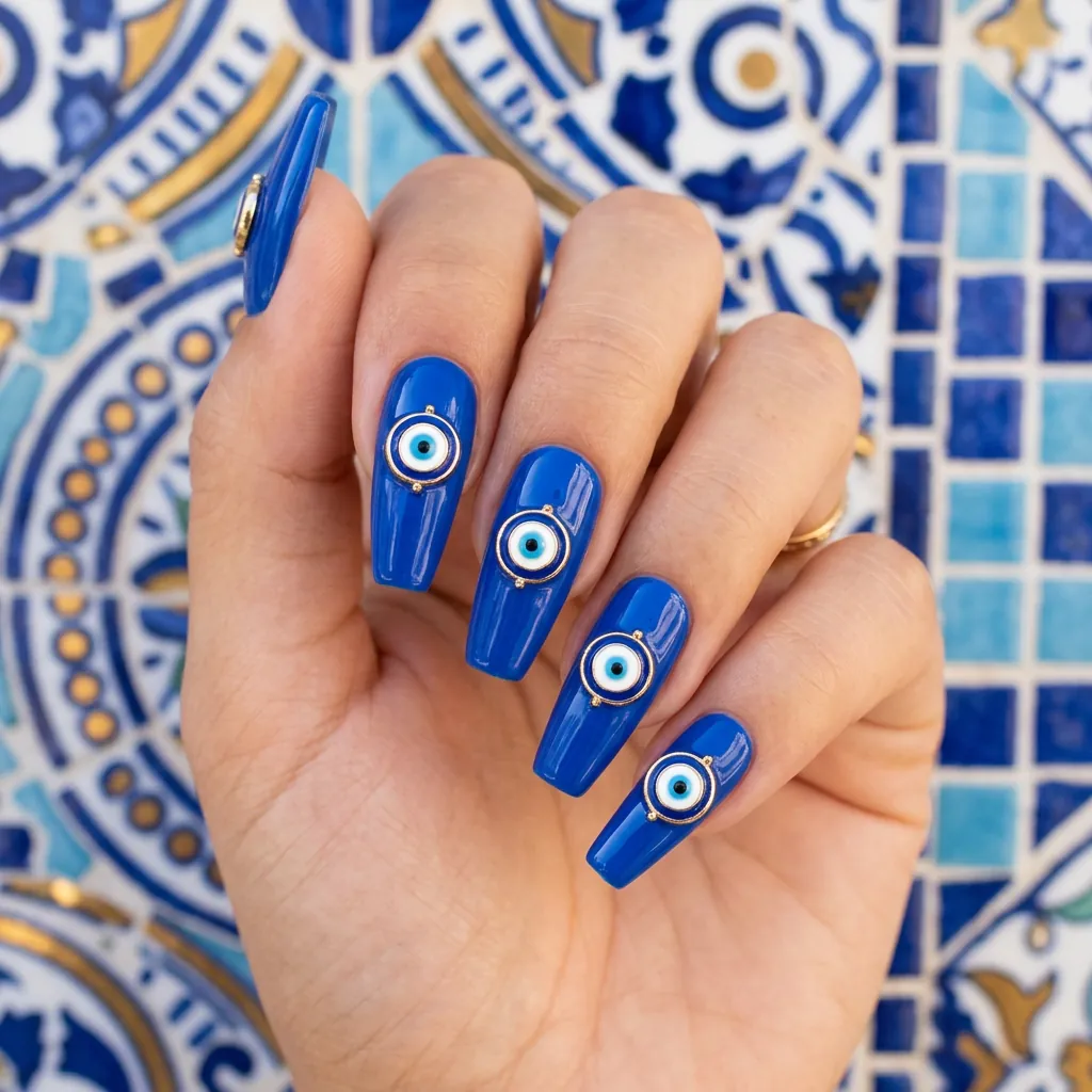 Nails With Evil Eye Charms