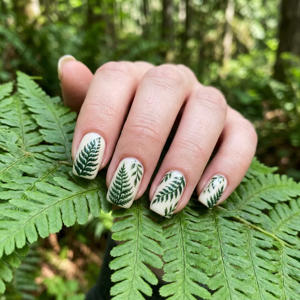 Nails Green Ideas: 30 Creative Looks to Inspire Your Next Manicure 27 Nails Green Nature and Fern Inspired Ideas