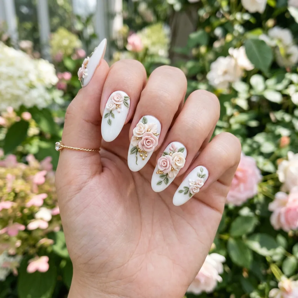 Nails With Flower Charms