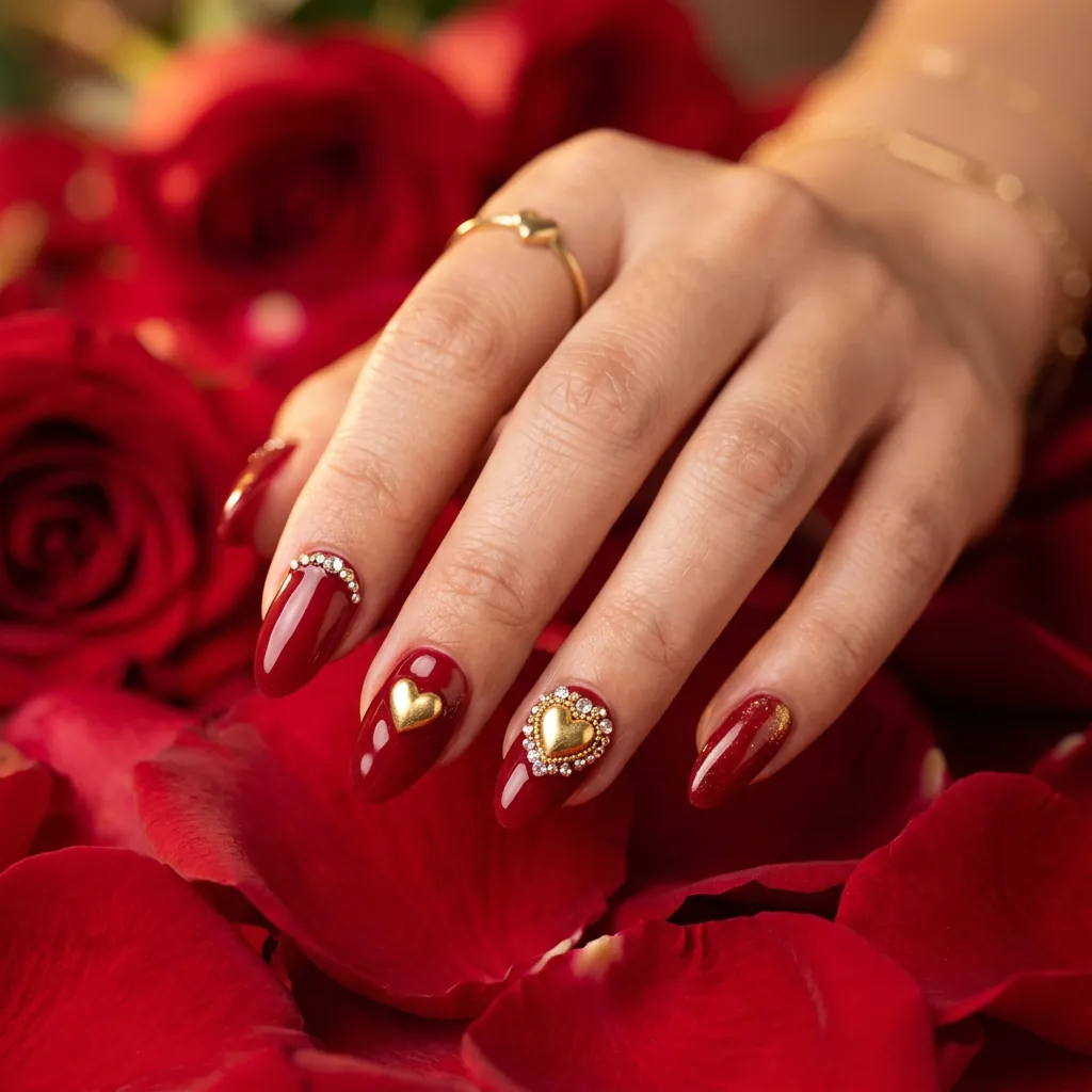 Nails With Heart Charms