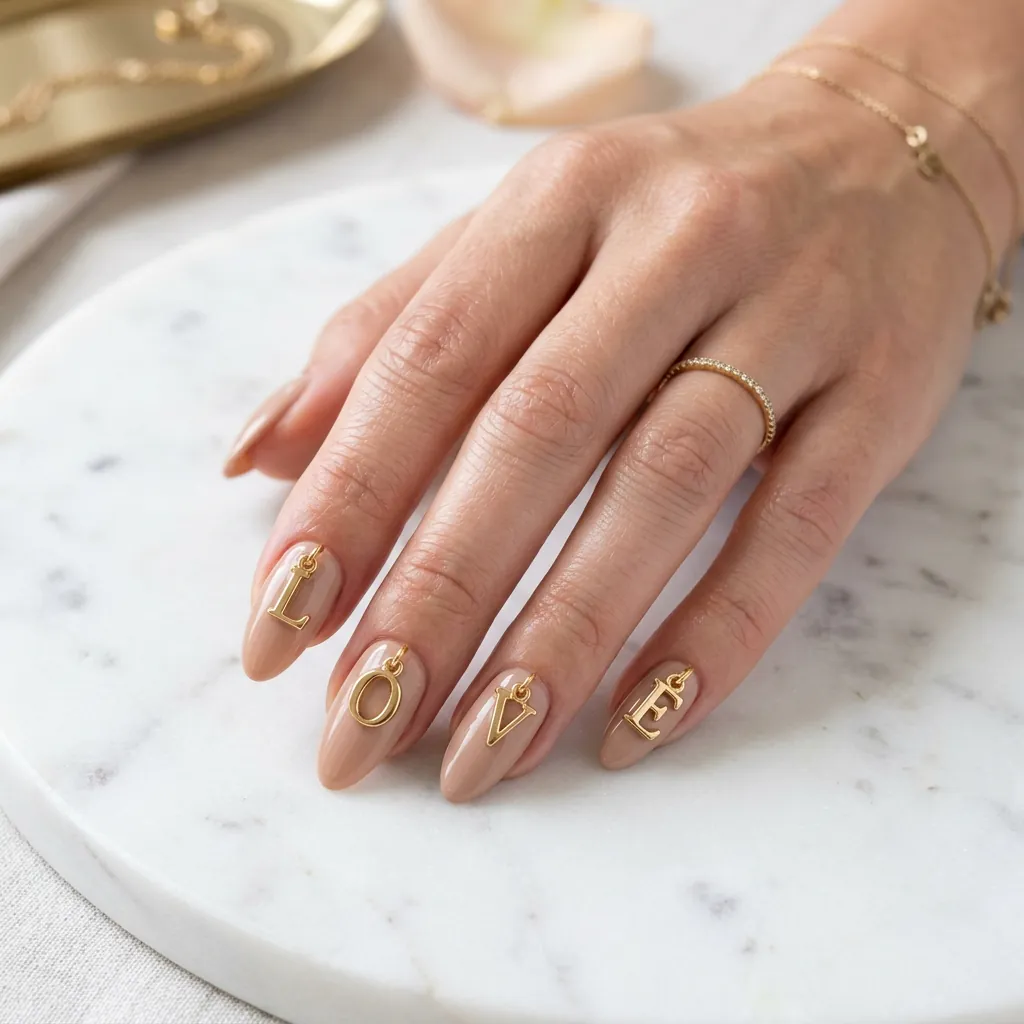 Nails With Letter Charms