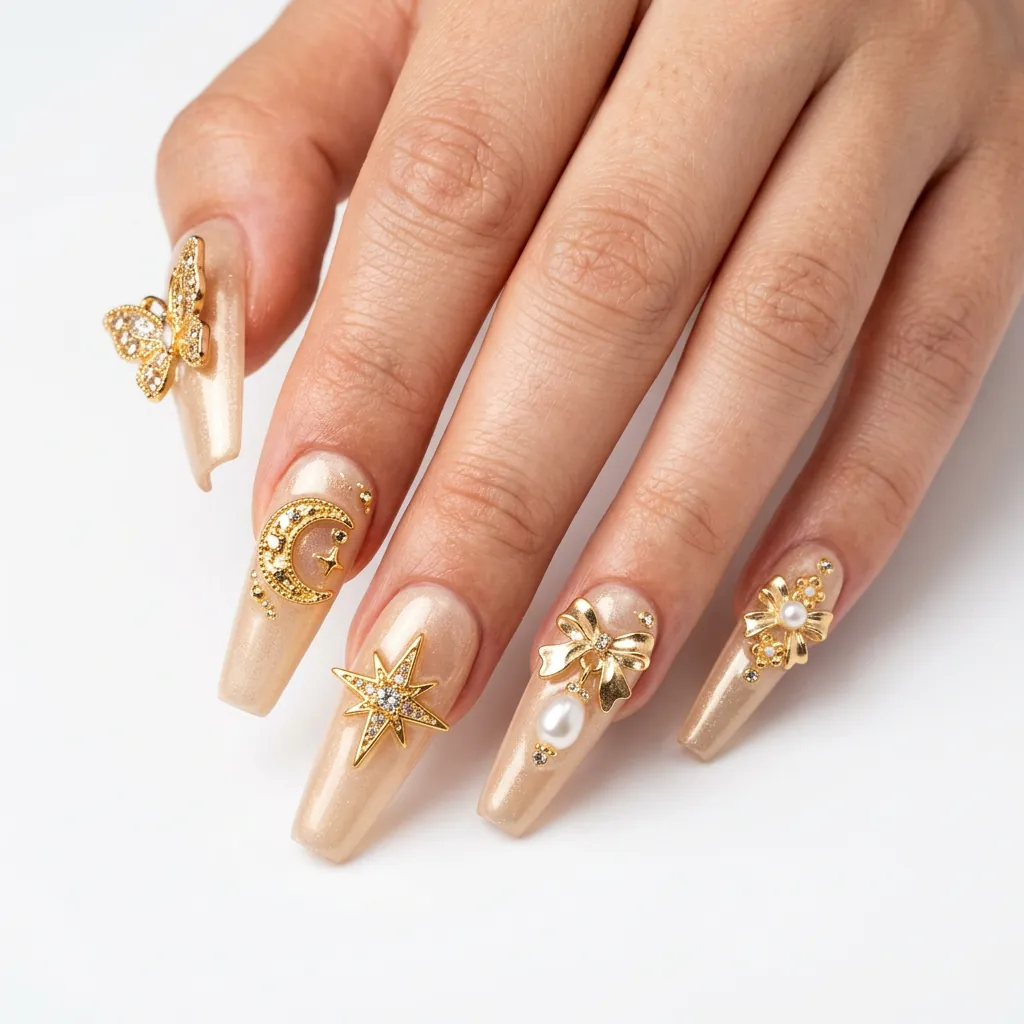 Nails With Mixed Charms