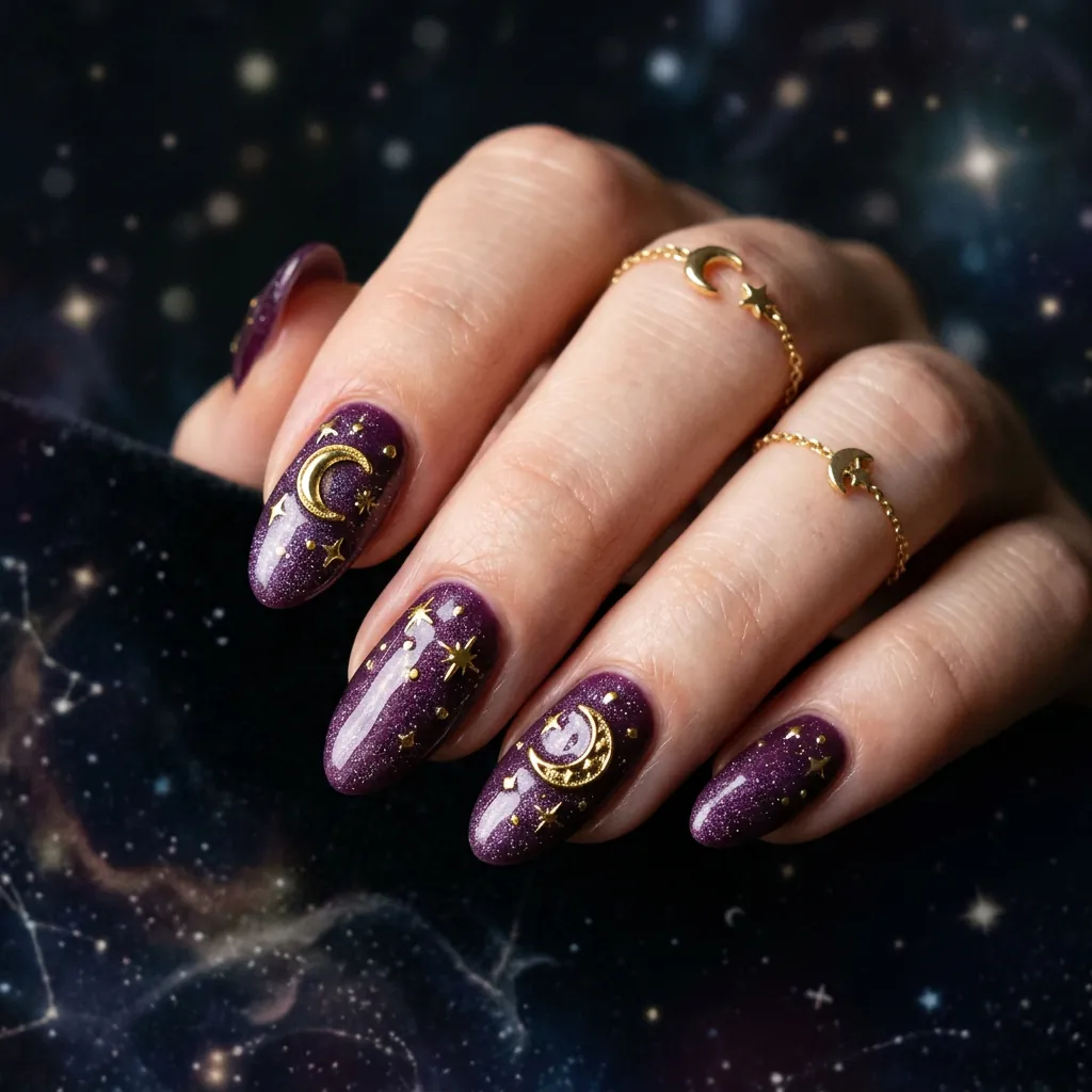 Nails With Moon Charms