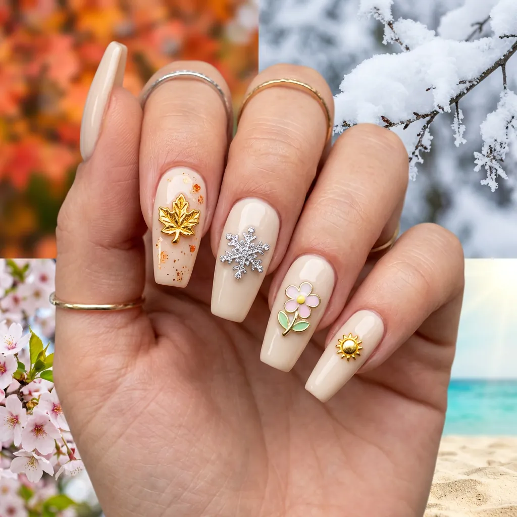 Nails With Seasonal Charms