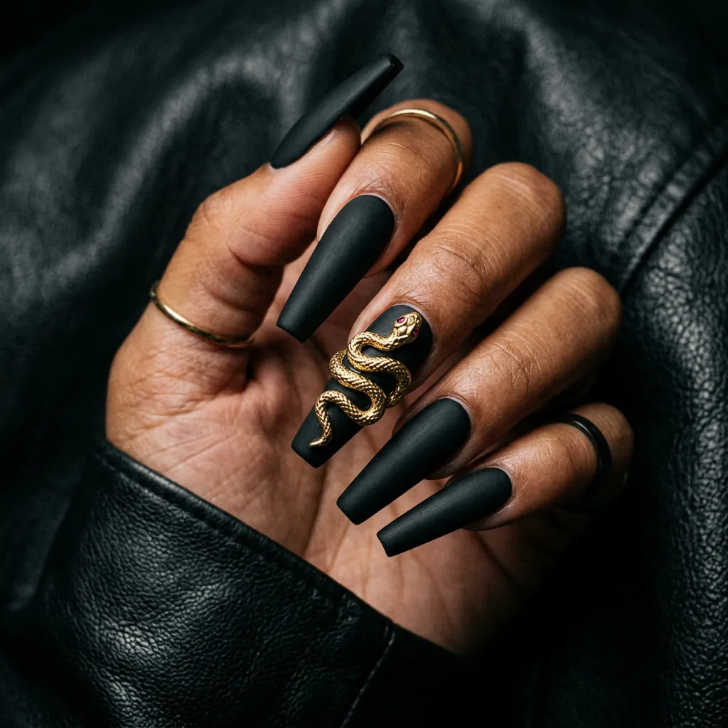 Nails With Snake Charms
