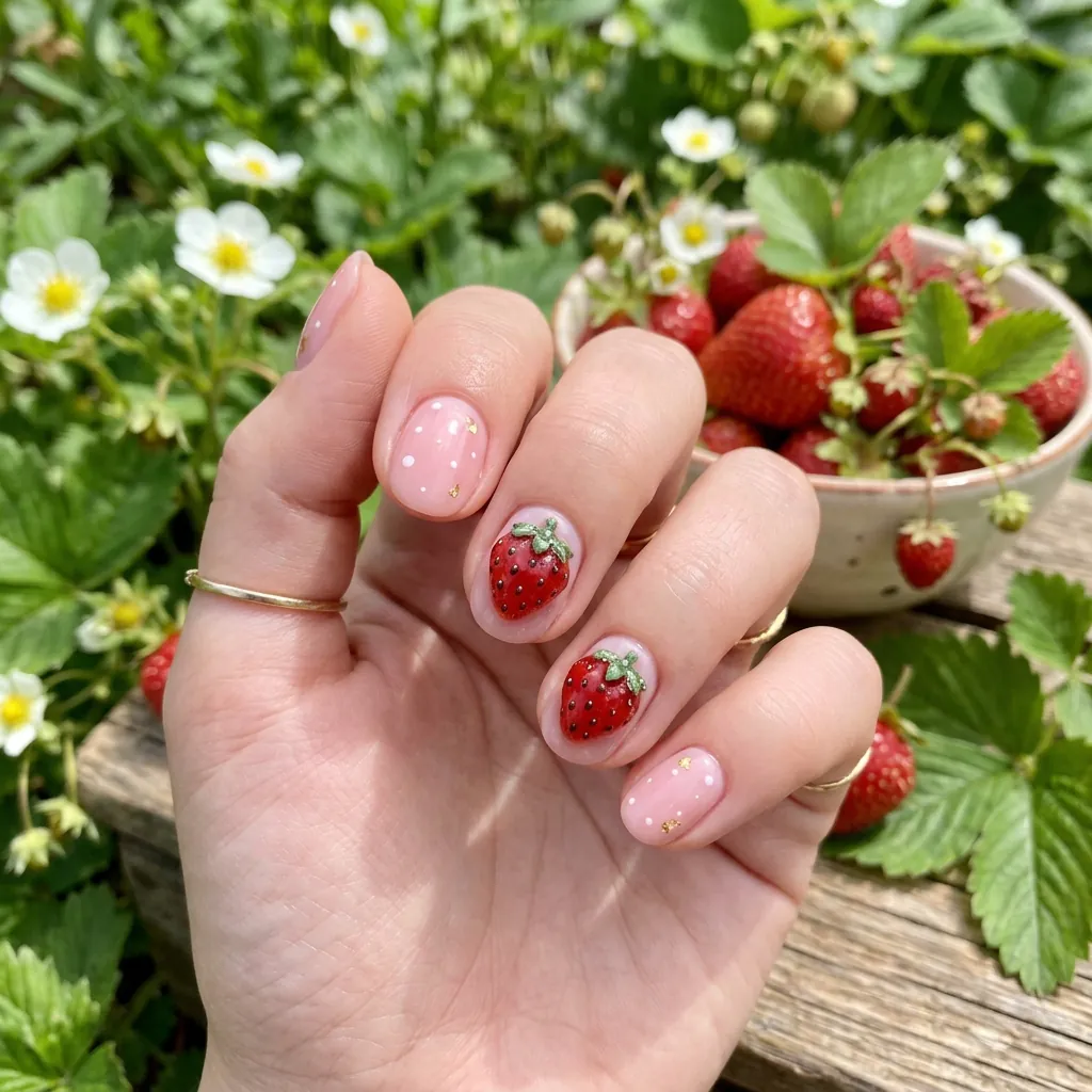 Nails With Strawberry Charms