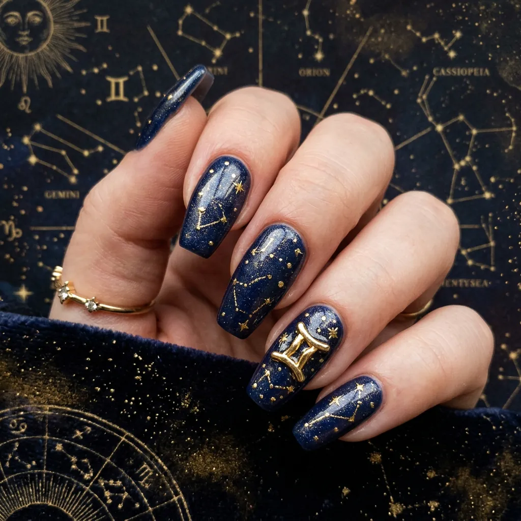 Nails With Zodiac Charms