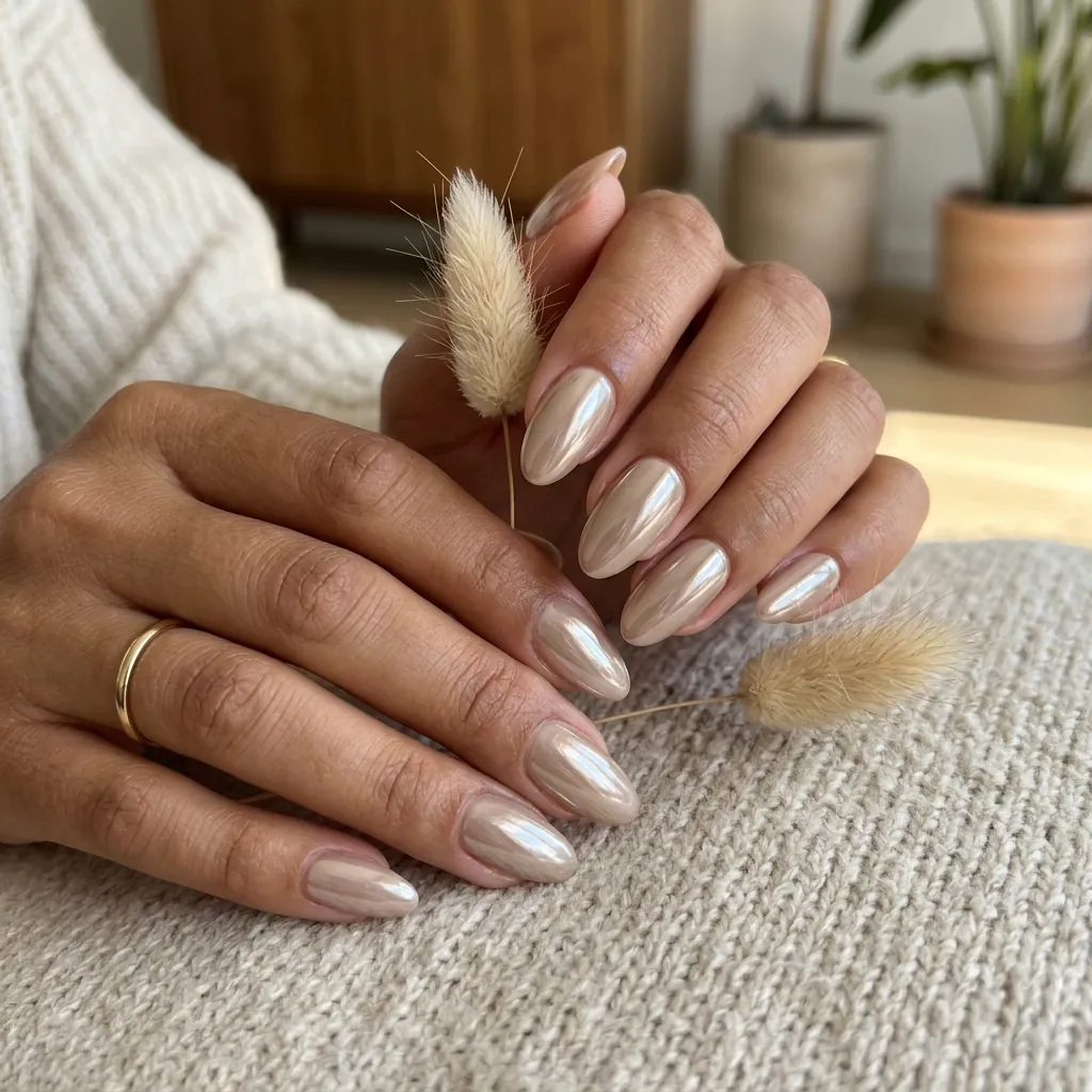 Nude Chrome Nails