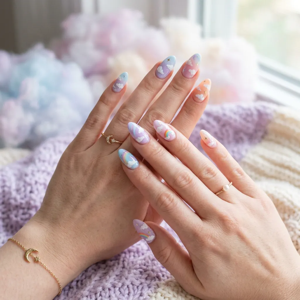 Pastel Cloud Nails Inspired Aesthetic