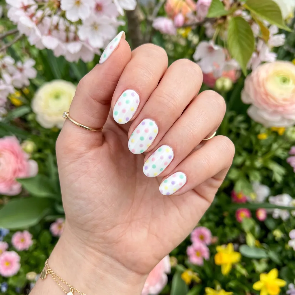 Pastel Spring Polka Dot Nails