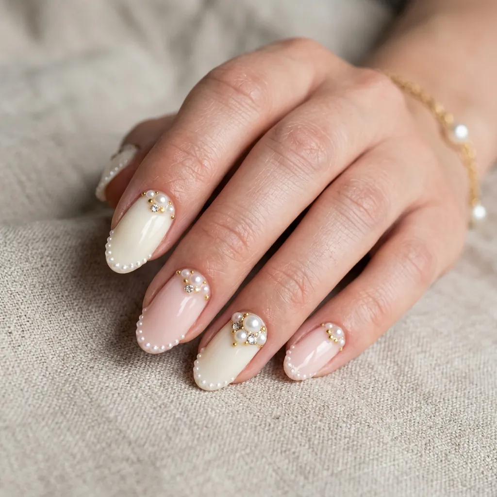 Pearl Detail Nails 3D Ideas