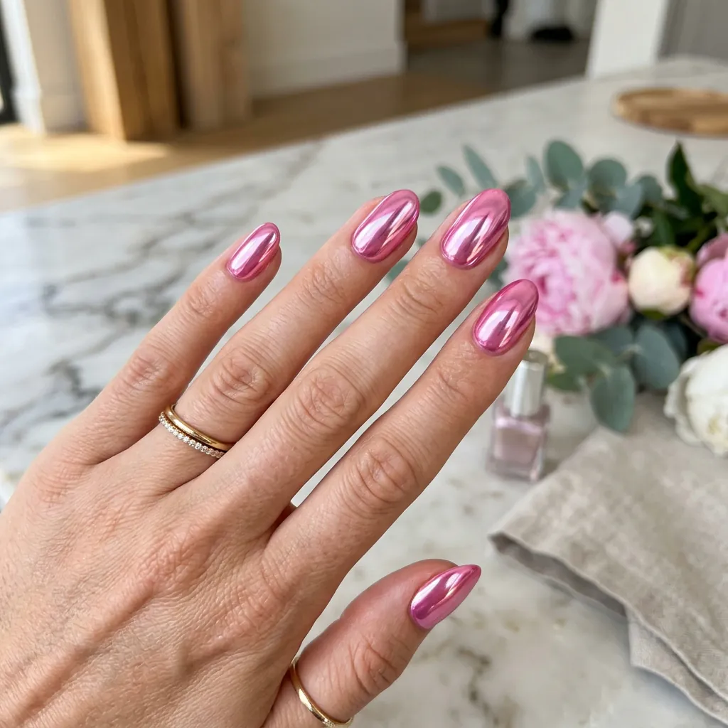 Pink Chrome Nails