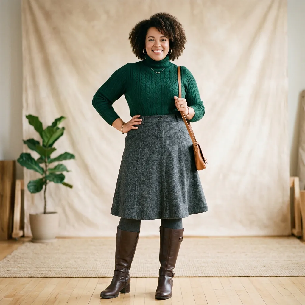 A Line Skirt Plus Size Winter Outfits Ideas