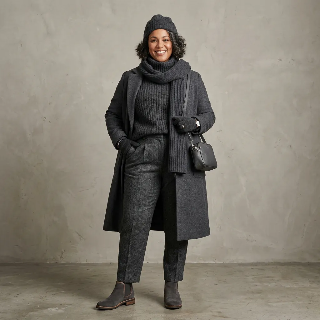 Monochrome Winter Plus Size Winter Outfits Ideas