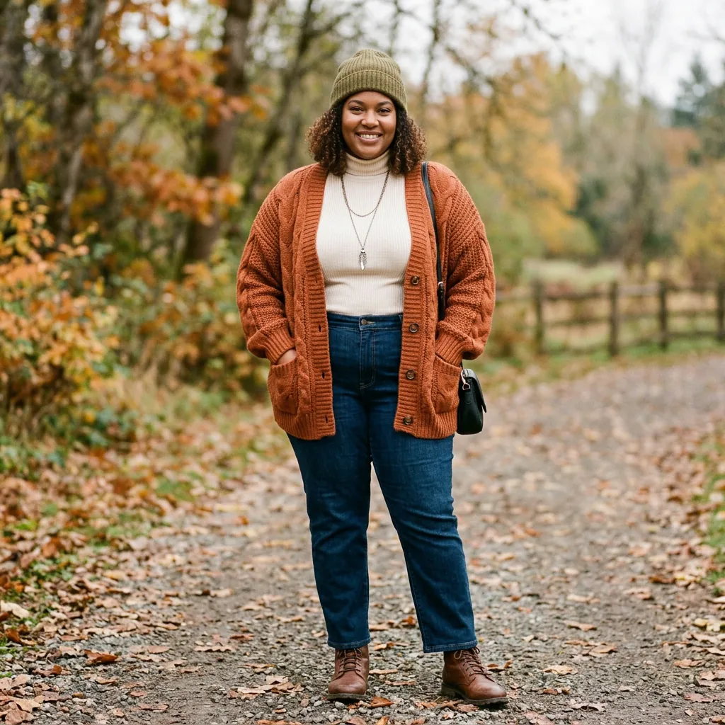 Layered Knit Plus Size Winter Outfits Ideas