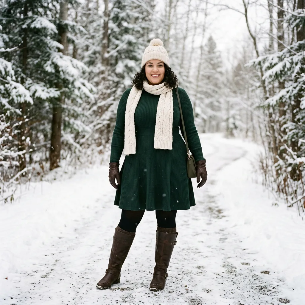 Skater Dress Plus Size Winter Outfits Ideas