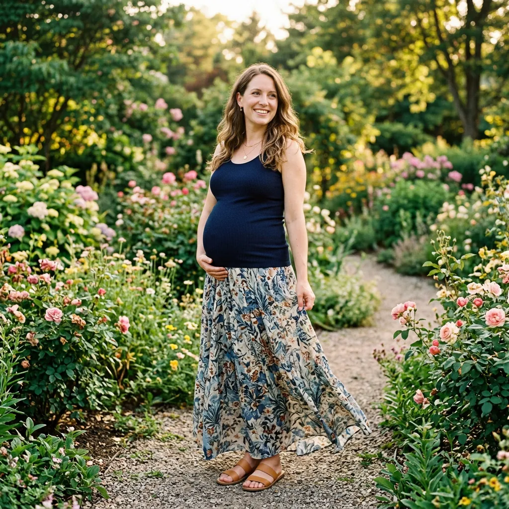 30 Stunning Pregnancy Outfits Ideas for Every Trimester 30 Maxi Skirt Outfit Ideas