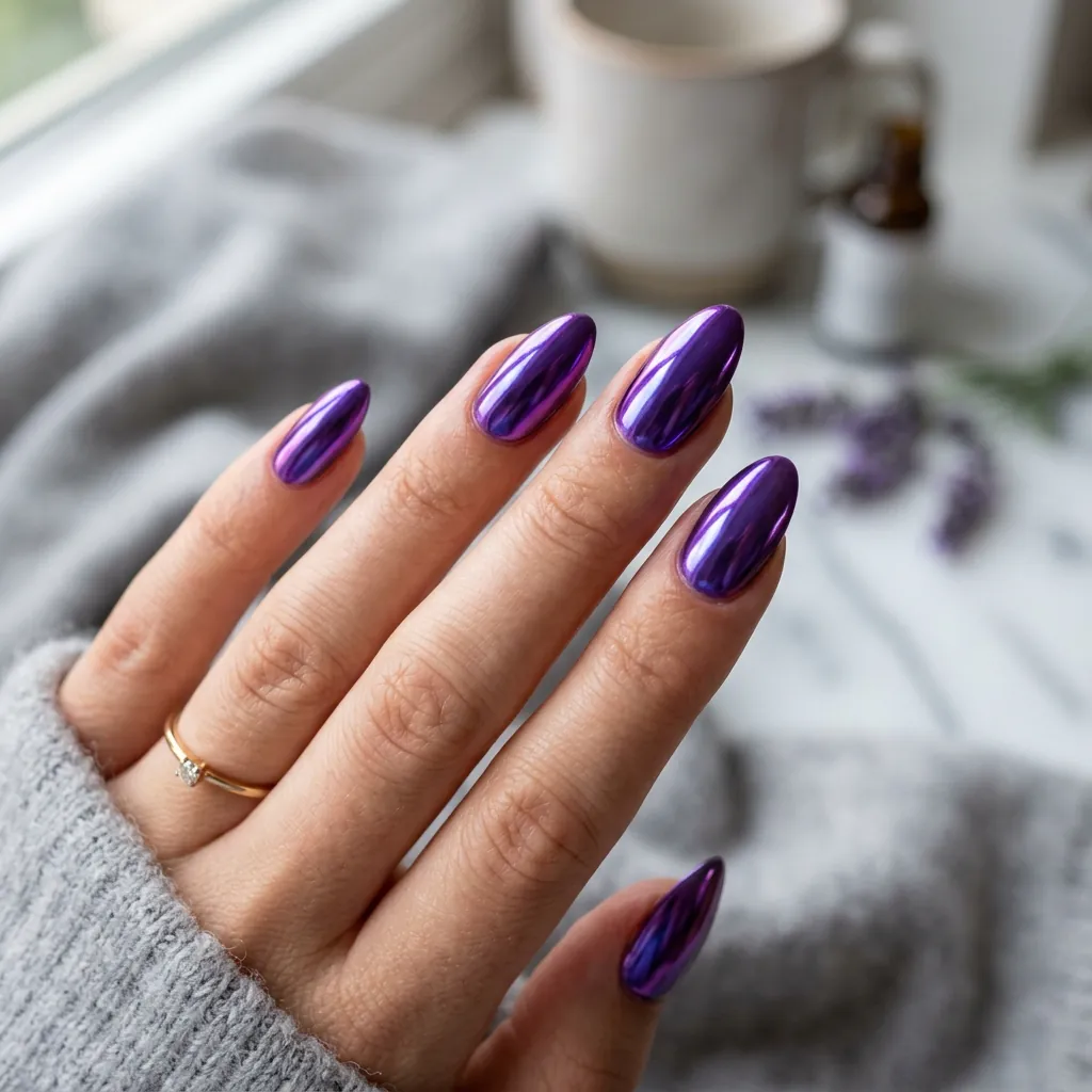Purple Chrome Nails