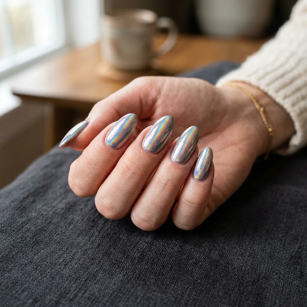 Rainbow Chrome Nails