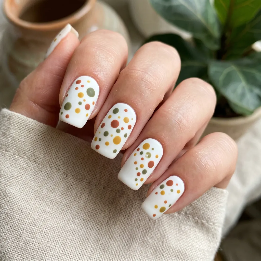 Scattered Random Dot Nail Look