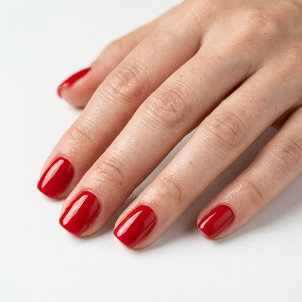 Classic Red Short Acrylic Nail Ideas