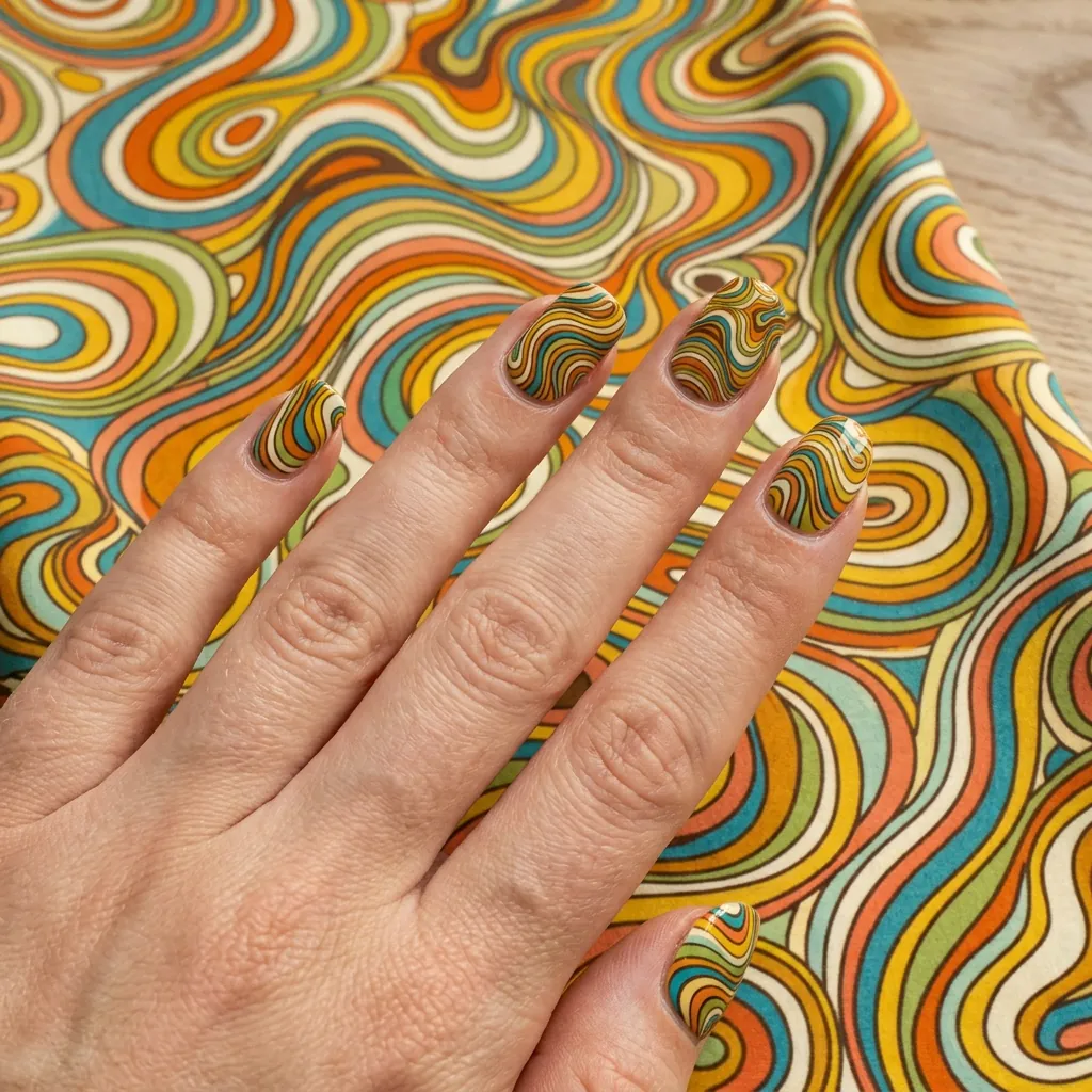 Retro Swirl Nails Inspired Print