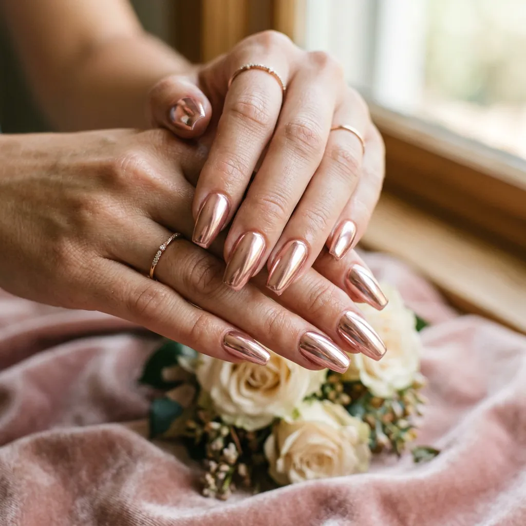 Rose Gold Chrome Nails